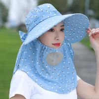 Women Sun Caps Wide Brim UV Protection Fishing Gardening Labouring Hats Foldable Ponytail Summer Hat With Flap