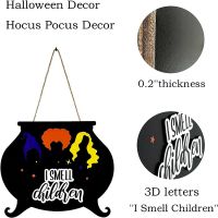 Halloween Door Sign I Smell Children Hanging Sign for Front Door Halloween Wooden Door