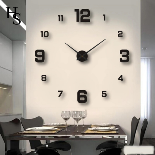 DIY Large Wall Clock DIY Wall Clock 3D Mirror Sticker Metal Easy to