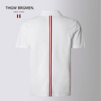 Thom Browne เสื้อยืดผู้ชาย,เสื้อยืดแขนสั้นคอปกเสื้อโปโลฤดูร้อน