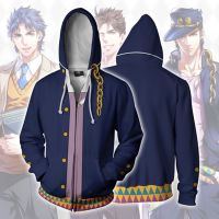 เสื้อแจ็คเก็ตเสื้อกันหนาวแบบมีฮู้ดพิมพ์ลาย anime jojo  s bizarre สําหรับผู้ชาย