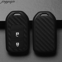 liangzil86 Jingyuqin For Honda 2016 2017 CRV Pilot Accord Civic Carbon Silicone Remote Key Case Fob Shell Cover 2 Button