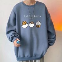 ✘ พร้อมส่ง?⚜️เสื้อสเวตเตอร์ Oversize?M-8XL เสื้อกันหนาวแขนยาวลําลอง มีฮู้ด ผ้าฝ้าย แบบหนา พิมพ์ลายการ์ตูนไข่สามฟอง แฟชั่นคู่รัก สําหรับผู้