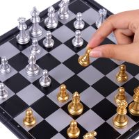 Medieval Chess Set With High Quality Chessboard 32 Gold Silver Chess Pieces Portable Magnetic Board Game Set