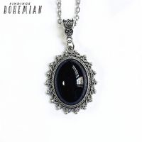 Goth Vintage Black Cameo Pendant Necklace for Women Halloween Witch Crystal Necklace Gift for Lover New Fashion Jewelry