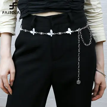 Ladies belt Women Metal Belt Hip High Waist Gold Metal Chain Belts Chunky  Waist Chain Waist Accessories for Ladies Girdle (Belt Length : 110cm, Color  : 3) : : Fashion