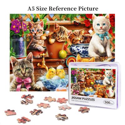 Kittens In The Potting Shed Wooden Jigsaw Puzzle 500 Pieces Educational Toy Painting Art Decor Decompression toys 500pcs