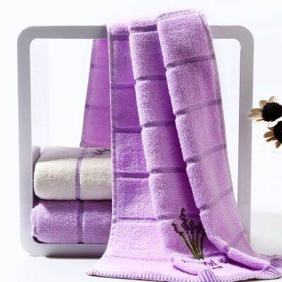 Cotton Towel Lavender Pattern Towel Couple Creative Gift Bridesmaid Gift Combed Cotton Rectangle Plain Dyed Machine Washable