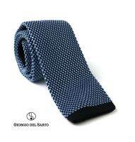 Giorgio Del Sarto Knitted Necktie Blue with Fabric Texture เนคไทไหมพรมสีฟ้ามีเท็กเจอร์