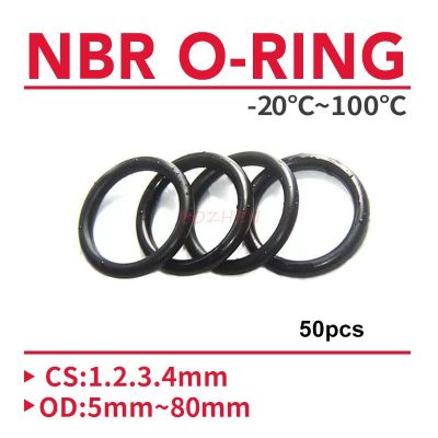 50pcs Black O RingCS1 2 3 4mm OD5mm ~ 80mm NBR Automobile Nitrile Rubber Round O Type Corrosion Oil Resistant Seal Washe Gas Stove Parts Accessories