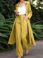 【DT】hot！ ZANZEA Fashion Sleeve Shirt 2PCS Suits Matching Sets Loose Pant Wide Leg Trousers Oversized