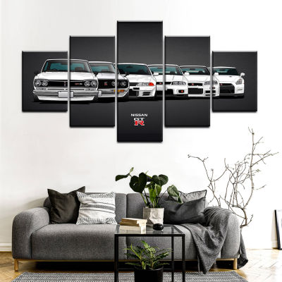 Canvas Painting HD Print Modular Artwork Modern 5 Pieces Nissa Skyline Gtr Car Pictures Home Decorative Wall Art Unique Poster