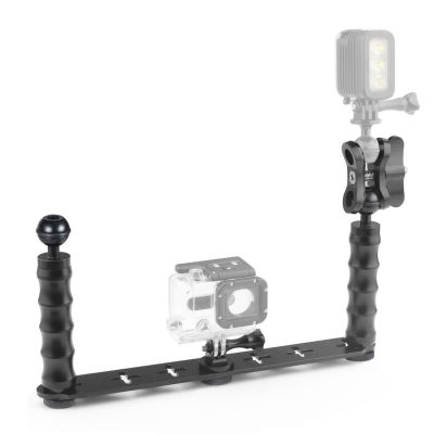 Dual Handheld Diving cket ไฟฉายถาด Stabilizer Mount สำหรับ Gopro Action กล้อง Camcolers Smartphone