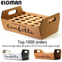 confetti cone holder ELOMAN natural confetti cone stand box tray for wedding decoration custom confetti cones-White-Kraft