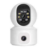 4MP Mini PTZ Security IP Camera Baby Monitor Dual Screens Motion Detection Two Way Audio Indoor White EU Plug