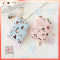 VJMHGS สีทึบทึบ กระเป๋าเงิน PU หนังเทียมเทียม การพิมพ์ลาย กระเป๋าสไตล์สั้น แบบพกพาได้ กระเป๋าสตางค์ลายการ์ตูน