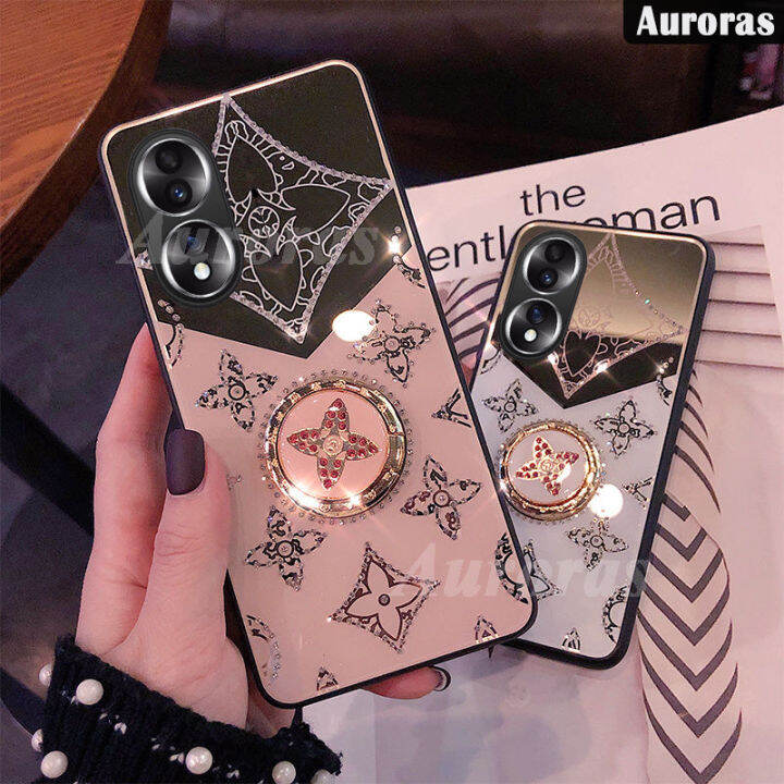 เคสโทรศัพท์สำหรับ-honor-90-pro-เคสโทรศัพท์แบบมีห่วงเปลือกกระจกสำหรับ-honor-เคส-honor-90pro-ดีไซน์รูปใบโคลเวอร์พร้อมสายคล้อง