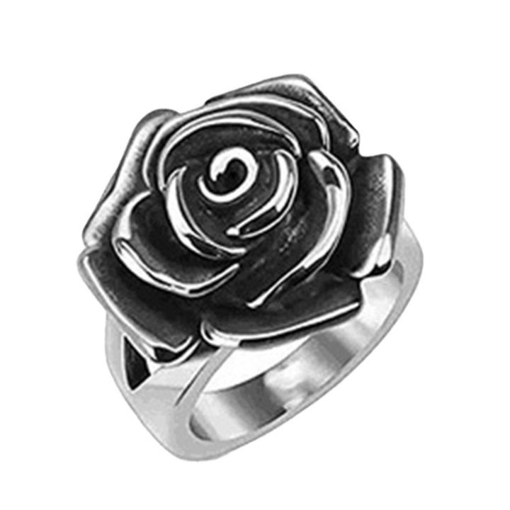 ขอให้บุคลิกภาพของคุณย้อนยุคดอกกุหลาบสีดำแหวนข้ามชายแดนชุดเครื่องประดับขายตรงของผู้หญิง