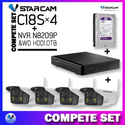 ชุดกล้อง Vstarcam C18S 4ตัว พร้อมกล่องVstar NVR N8209P+ฮาร์ทดิส WD HDD 1.0 TB By.SHOP-Vstarcam