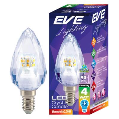หลอด LED EVE CRYSTAL CANDLE 4 วัตต์ WARM WHITE E14 [ส่งเร็วส่งไว มีเก็บเงินปลายทาง]
