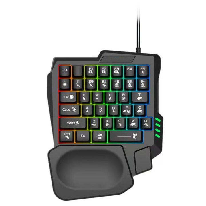 Left Hand Half WiredKeyboard With RGB Backlit 35 Keys Onehanded Mini Game Keypad Portable