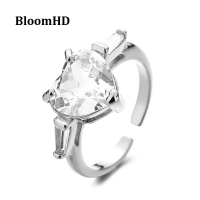 BloomHD เพทาย925เงินสเตอร์ลิงข้อเสนอหินธรรมชาติแหวนผู้หญิงออกแบบคลาสสิกที่เรียบง่ายหญิงแต่งงานรักเครื่องประดับ (ปรับ)