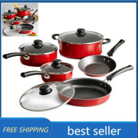 Tramontina 9-Piece Home Non-stick Cookware Set, Red