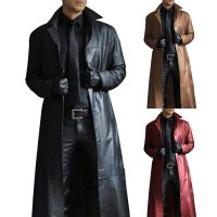 【Ready】Men Overcoat Solid Color Single-Breasted Autumn Winter Long Sleeve Turndown Collar Punk Jacket Coat For Riding