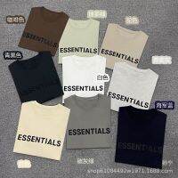 ฤดูร้อนรุ่นใหม่หลายบรรทัด ESSENTIALS เสื้อแขนสั้นผ้าฝ้ายผู้ชายทรงหลวมสไตล์อเมริกัน T เสื้อ ~