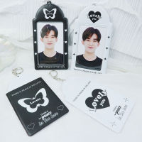 【CW】INS Photocard Holder with Keychain Kpop Idol Photo Protector ID Card Case Girls Bus Card Sleeve School Stationery