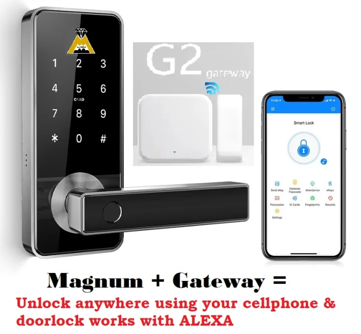 Magnum Smart MORTISE Lock BLACK + Gateway Combo for WIFI access Lazada PH