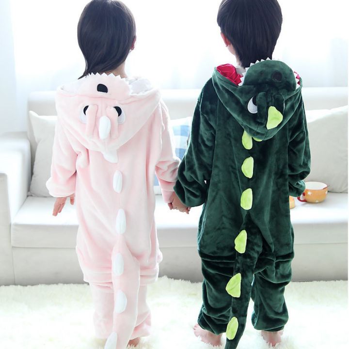 ready-stock-kids-boys-green-dinosaur-costume-animal-pajamas-girls-pink-red-dinosaur-sleepwear-halloween-christmas-birthday-gift-cosplay-dragon-mascot-fancy-dress-set-attach-shoes-paw-2-10-years