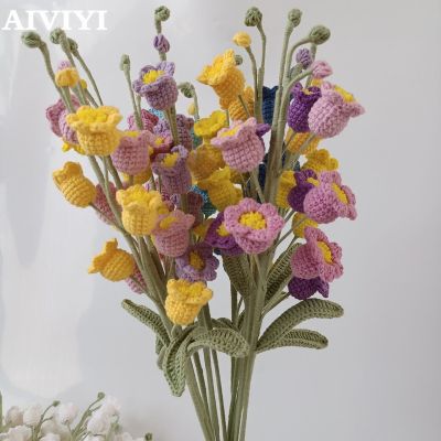 ○ Wool Flower Four Strands Milk Cotton Concave Shape Hand Woven Lily the Valley Home Decor Small Fresh Wedding Bouquet Decorations