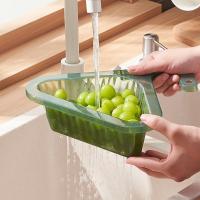 【CC】 Sink Strainer Triangular Filter Drain Fruit Vegetable Drainer Basket Shelf Sponge Rack