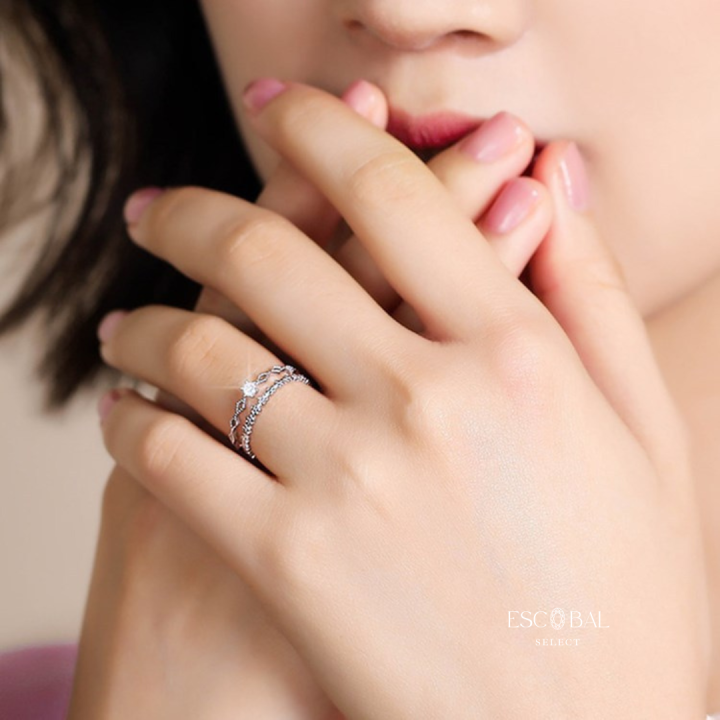 escobal-พร้อมส่ง-แหวนเงินแท้-lace-diamond-ฝังเพชร-moissanite-แท้100-แหวนเพชรแถว-แหวนผู้หญิง-แหวนปรับขนาดได้-แหวนพลอย
