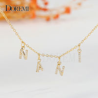 DOREMI Trendy 6mm Zircon Name Necklace for Women Girl Personalized Crystal Name Necklace Copper Pendant Plain Chain Custom Jewel