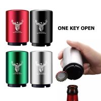 ﹉♀ Automatic Beer Bottle OpenerMagnet Beer OpenerStainless Steel Push Down Opener Wine Beer Soda Cap Opener Kitchen Accessories