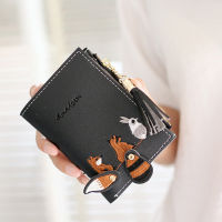 Women Cute Animals Embroidery Fashion Simple Embroidery Lovely Fox Zipper Short Money Wallet Billfold Purse Mujer