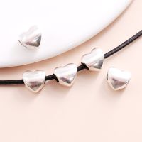 10PCS Silver Plated Heart Bead Charm For Womens Pandora Style Bracelet Necklace DIY Jewelry Making Accessories