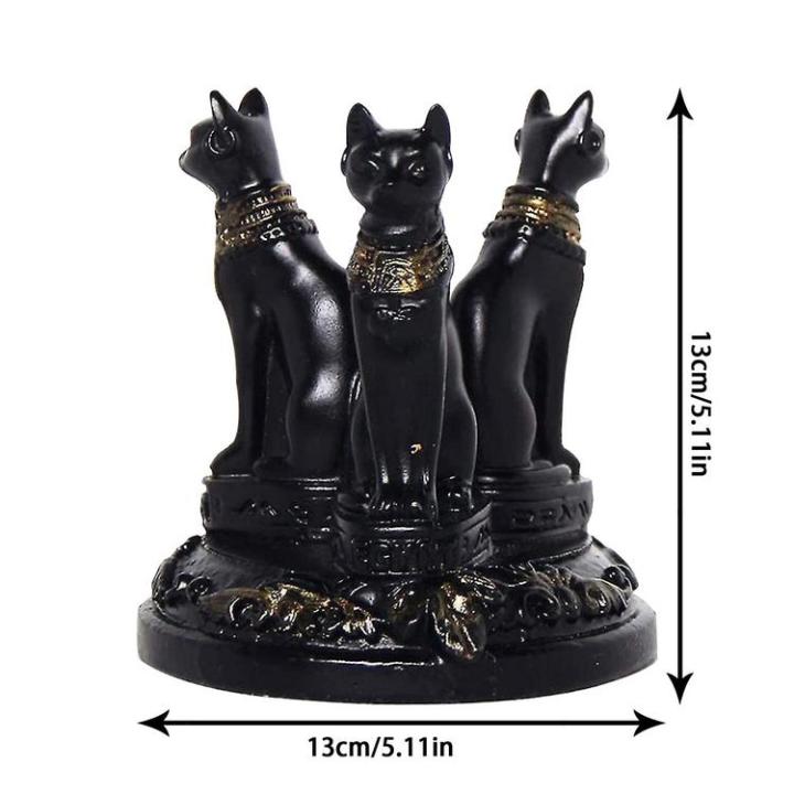 triple-egyptian-cat-statue-bastet-goddess-cat-resin-decorations-table-top-ancient-egypt-art-craft-for-crystal-sphere-ball-stand-display-base-holder-sturdy