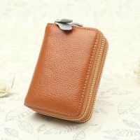 [COD] Organ card bag female 2023 new top layer cowhide double zipper business multifunctional key