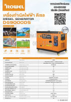 เครื่องปั่นไฟดีเซล 9KW 220V กุญแจสตาร์ท DG9000DS ROWEL*