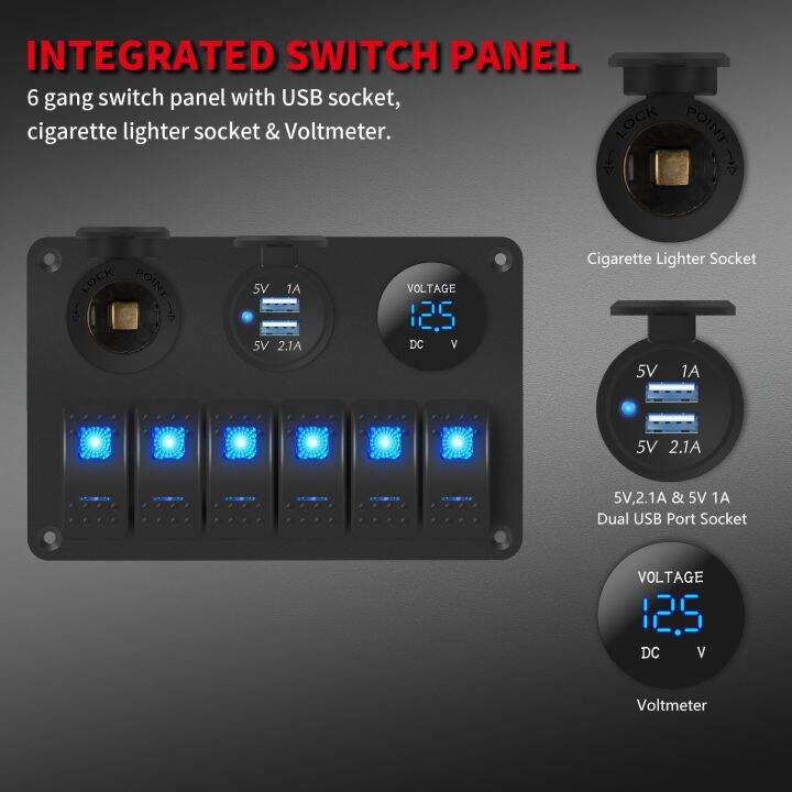 daiertek-rv-waterproof-switch-panel-6gang-12v-rocker-switch-panel-car-with-usb-cigarette-lighter-socket-voltmeter-for-boat-truck