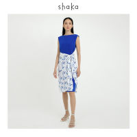 AW21 Shaka Lady Blue Brush Wrap Dress - DS-A210708 เดรสความยาวคลุมเข่า