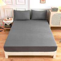 Solid Color Double Bed Mattress Covers Elastic Fitted Sheet 180x200 Pillowcase Bed Sheet Linens Nordic Black White Mattress Pad