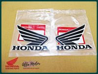 HONDA WING (90 mm.) FAIRING EMBLEM DECAL "BLACK" "GENUINE PARTS" #สติ๊กเกอร์ HONDA WING แท้ 110มม. สีดำ