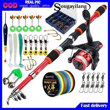 Shop Fishing Rod And Reel Set 5ft 1.55m Section Spinning Fishing