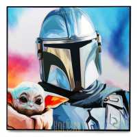 Mandalorian &amp; Baby Yoda แมนดาลอเรียน โยดา Star Wars สตาร์วอร์ส รูปภาพ​ติด​ผนัง​ pop art แต่งบ้าน ของขวัญ กรอบรูป รูปภาพ