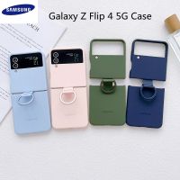 Original Samsung Z Flip4 5G Silicone With Ring Case For Samsung Galaxy Z Flip 4 Phone Cover Clear Cases, EF-PF721 With Box