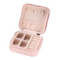 Protable Travel Leather Jewelry Box Organizer Display Earrings Ring Necklace Jewellery Zipper Storage Case Women Girls Gifts